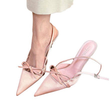 Load image into Gallery viewer, Women's Bow-Detail Pointed-Toe Mid-Heel Sandals - Elegant Casual Footwear