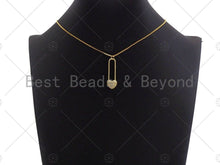 Load image into Gallery viewer, 18K Gold CZ Micro Pave Heart Lock Pendant, CZ Micro Pave Heart pendant, Lock Pave pendant, 11x34mm, sku#LK16