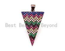 Load image into Gallery viewer, CZ Micro Pave Rainbow Triangle Pendant, Multi Color CZ Pave Beads, Cubic Zirconia Pendant, 18x34mm, sku#F10