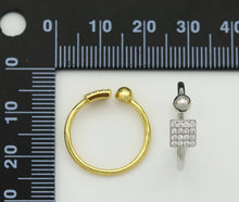 Load image into Gallery viewer, CZ Square and Ball Adjustable Ring, Sku#B186
