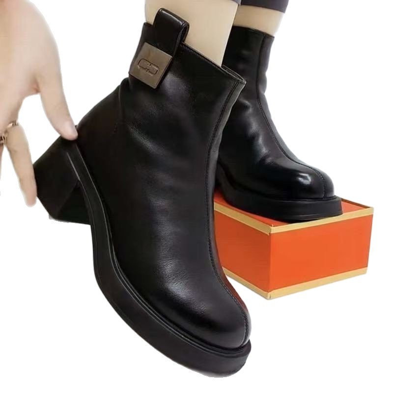 Women's Chunky Mid Heel Short Boots – Round Toe Block Heel Ankle Boots