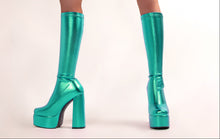 Load image into Gallery viewer, Women's Sexy Stretch High Heel Platform Boots – Chunky Heel Slip-On Thigh High Boots