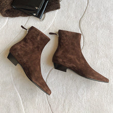 Load image into Gallery viewer, Women's Slim-Fit Ankle Boot | Square Toe Chunky Heel | Suede Upper Back Zipper