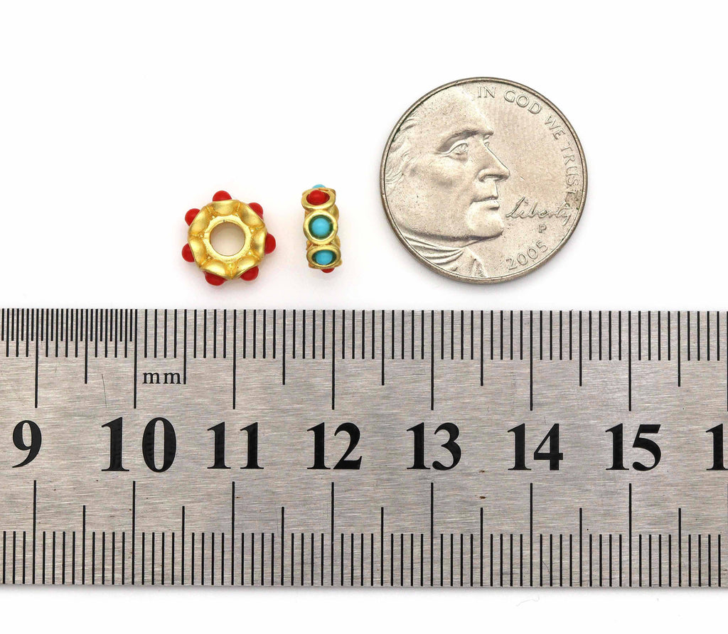 Gold Enamel Doughnut Spacer Beads, Sku#LX69c