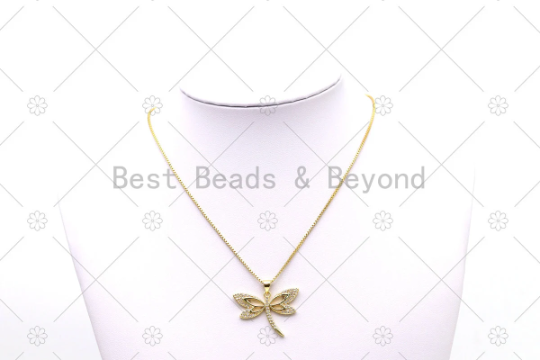 CZ Micro Pave Butterfly Shape Pendant, 18K Gold Filled Butterfly Charm, Necklace Bracelet Charm Pendant,Sku#LD168