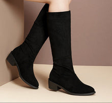 Load image into Gallery viewer, Women's Chunky Heel Over-the-Knee Boots – Pointed Toe Waterproof Fall Winter Boots
