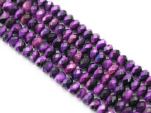 Load image into Gallery viewer, High Quality Purple Rondelle Faceted Tiger Eye Beads, Sku#UA261