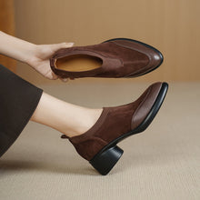 Load image into Gallery viewer, Women's Suede Mary Jane Chunky Heel Pumps - Round Toe Low Cut Single Strap Shoes