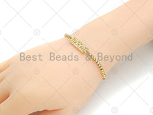 Load image into Gallery viewer, Gold Filled CZ Micro Pave Mom Word On Rectangle Shape Connector, 18K Gold Filled Connector, Mother's Day Gift, 25x8mm,Sku#LD112