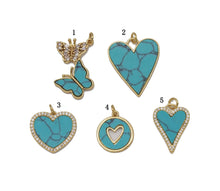 Load image into Gallery viewer, CZ Turquoise Heart Butterfly Charm, Sku#L657