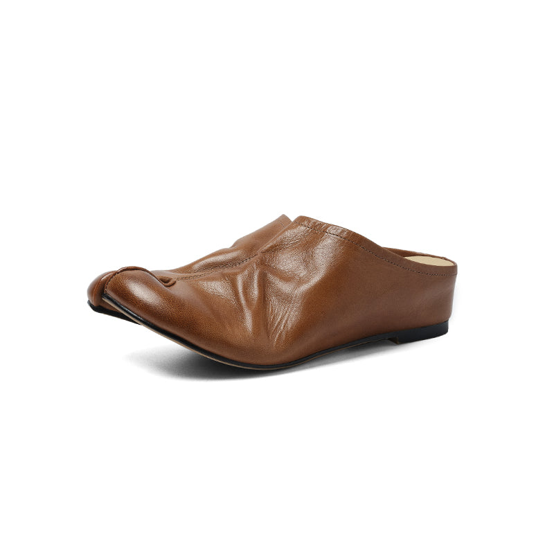 Women's Tabi Split-Toe Leather Flats | Full Grain Cowhide Slip-On Mules