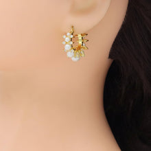 Load image into Gallery viewer, Graduate White Pearl CZ Hoop Earrings, Sku#LD635
