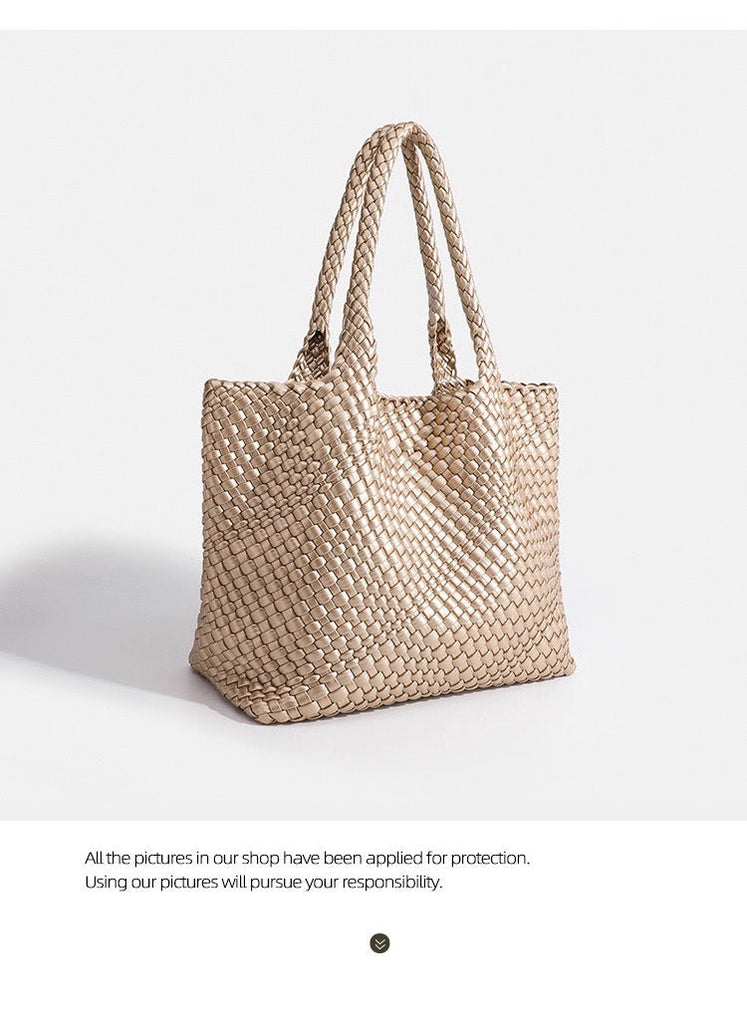 Handwoven Woven Shoulder Bag - Premium PU Leather Underarm Bag for Women