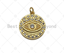 Load image into Gallery viewer, Gold Silver CZ Evil Eye Charm, Sku#L415