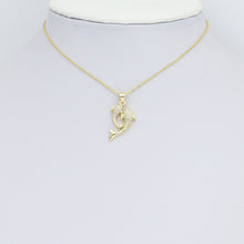 Load image into Gallery viewer, Clear CZ Gold Dolphin Charm Pendant,Sku#LD715