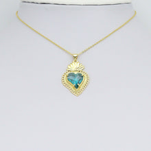 Load image into Gallery viewer, Big Crystal Gold Heart lotus flower Charm Pendant, Sku#LK1090