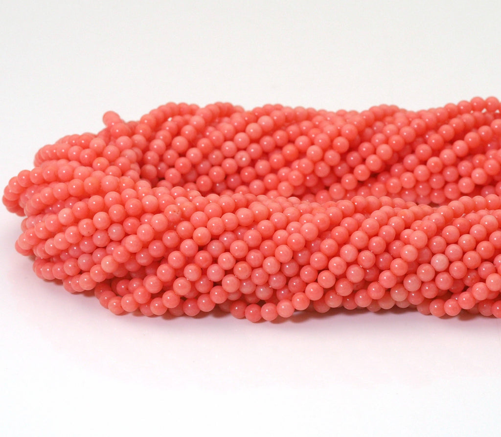 Pink Coral Round Smooth Beads, Sku#U1483