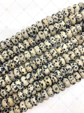 Load image into Gallery viewer, 2mm Large Hole Natural Dalmation Jasper Beads, Rondelle 6x10mm, 8" Long Strands, sku#U1232