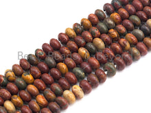Load image into Gallery viewer, 2mm Large Hole Natural Piscasso Jasper Beads, Rondelle Smooth 6x10mm/5x8mm, 8" Long Strands, sku#U716C