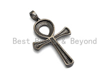 Load image into Gallery viewer, CZ Micro Pave Ankh Cross Pendant,Cubic Zirconia Paved Charm, Necklace Bracelet Charm Pendant, 33x52mm,sku#F695