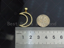 Load image into Gallery viewer, CZ Micro Pave Gold Moon Pendant, 18K Gold Filled Moon Charm, Necklace Bracelet Charm Pendant,17x23mm, Sku#LK83