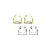 Load image into Gallery viewer, Plain Gold Silver Square Bag shape Hoop Earrings, Sku#A307