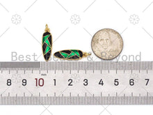 Load image into Gallery viewer, Green and Black Enamel Teardrop Shape Pendant,18K Gold Filled Enamel Charm,Enamel Jewelry,23x7mm,Sku#LK410