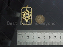 Load image into Gallery viewer, CZ Micro Pave Evil Eye On Rectangle Shape Pendant/Charm,Cubic Zirconia Charm, Necklace Bracelet Charm Pendant,20x37mm, Sku#L517