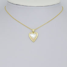 Load image into Gallery viewer, Silver Gold Opal Mop Heart Charm Pendant, Sku#LX750
