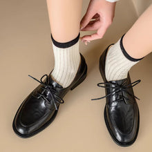 Load image into Gallery viewer, Women's Round Toe Chunky Heel Leather Loafers | Cowhide Upper Buckle Shoes