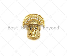 Load image into Gallery viewer, CZ Micro Pave Indian Head Spacer Beads, Cubic Zirconia American Inidan Head Beads, 10x13x14mm,sku#LK92