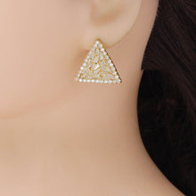 Load image into Gallery viewer, Baguette CZ Gold Silver Triangle Shape Stud Earrings, Sku#L738