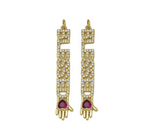 Load image into Gallery viewer, CZ Blessed Words with Hand Shape Charm, Sku#F1489