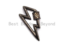 Load image into Gallery viewer, Colored Connector CZ Micro pave Lightning Bolt Clasp, Green/Fuchsia/Cobalt/Purple/Turquoise CZ Pave Clasp,15x28mm, sku#H153