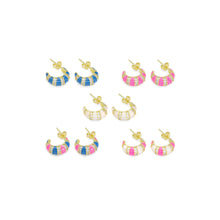 Load image into Gallery viewer, CZ Colorful Enamel Cute Huggie Earrings, Sku#A166