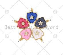 Load image into Gallery viewer, Micro pave CZ Five Point Star On Colorful Enamel Shield Shape Pendant,18K Gold Filled Enamel CZ Star Pendant,Enamel Jewelry,24x18mm,Sku#L593