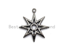 Load image into Gallery viewer, Black CZ Pave On Black Micro Pave Star Pendant/Charm,Cubic Zirconia Paved Charm, Necklace Bracelet Charm Pendant,19x21mm,1pc, sku#B99