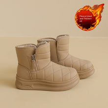 Load image into Gallery viewer, Women's Fleece-Lined Snow Boots | Warm Winter Boots with Side Zipper | Khaki Beige Black