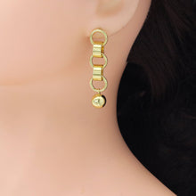 Load image into Gallery viewer, Shiny Gold Link Chain Ball Dangle Earrings, Sku#A275