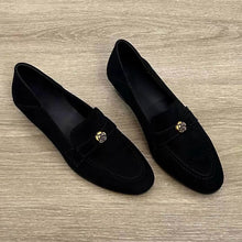 Load image into Gallery viewer, Women's Retro Camellia Sheepskin Loafers | Chunky Low Heel Slip-On Flats