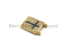 Load image into Gallery viewer, CZ Micro Pave Rectangle With Cross Pendant/Charm, Cz Blue Fuchsia Black Green Cross Rectangle Pave Pendant,11x16mm, sku#F681