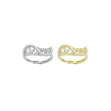 Load image into Gallery viewer, Gold Silver CZ Twisted Fan Statement Adjustable Ring, Sku#A424
