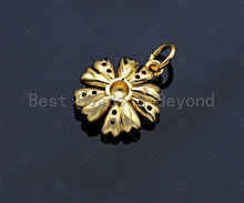 Load image into Gallery viewer, CZ Micro Pave White Enamel Daisy Flower Charm, 18K Gold Filled Flower Charm, Necklace Bracelet Charm Pendant, 13mm, Sku# Y268