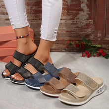 Load image into Gallery viewer, Women's Air Cushion Wedge Sandals – Rhinestone Embellished Beach Slides with Non-Slip Wedge Sole