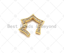 Load image into Gallery viewer, Spring Snap Double Sided CZ Micro Pave Star Push Clasp, Star Link Clasp, Connector Clasp, Star Lock, 15mm, sku#H324