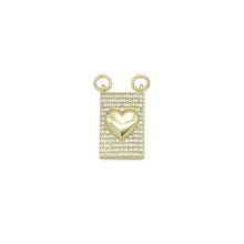 Load image into Gallery viewer, Gold Clear CZ Heart On Rectangle Charm Pendant, Sku#LK984