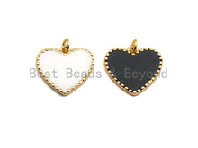 Load image into Gallery viewer, Red Black White Enamel Heart Pendant with Gold Finish, Z403