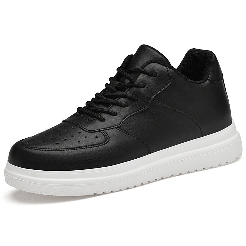 Korean-Style Low-Top Sneakers – Men's & Women's Casual White Shoes | Thick Sole Lace-Up