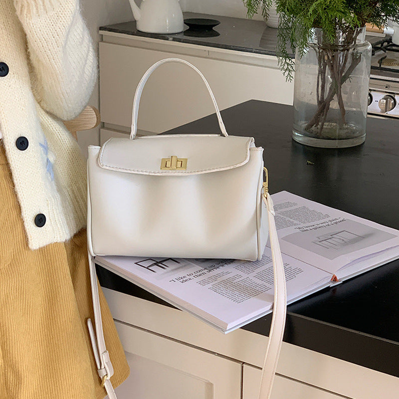 Korean-Style Minimalist PU Leather Commuter Tote Bag