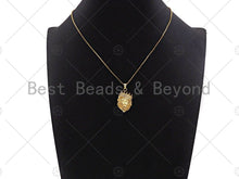 Load image into Gallery viewer, CZ Micro Pave Lion Head With Crown Shape Pendant/Charm,Cubic Zirconia Charm, Necklace Bracelet Charm Pendant, 18x29mm, sku#L419